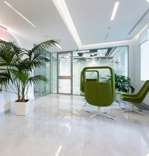 Modern office with green furniture